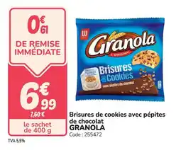 Promocash Brisures de cookies avec pépites de chocolat granola offre