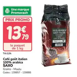 Promocash Café goût italien 100% arabica saxo offre