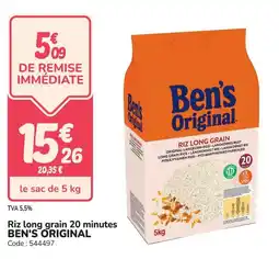 Promocash Riz long grain 20 minutes ben's original offre