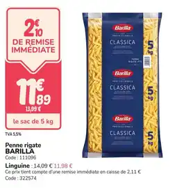 Promocash Penne rigate barilla offre