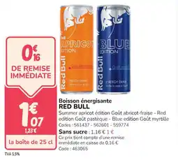 Promocash Boisson énergisante red bull offre