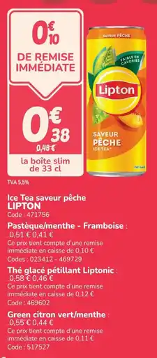 Promocash Ice tea saveur pêche lipton offre