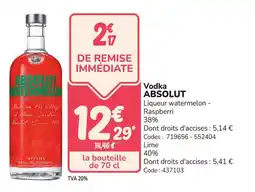 Promocash Vodka absolut offre