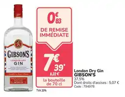 Promocash London dry gin gibson's offre