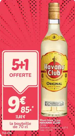 Promocash Rhum blanc 3 ans havana club offre
