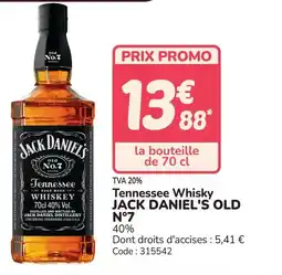 Promocash Tennessee whisky jack daniel's old n°7 offre