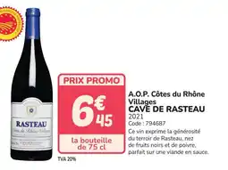Promocash A.o.p. côtes du rhône villages cave de rasteau offre