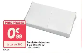 Promocash Serviettes blanches 1 pli offre