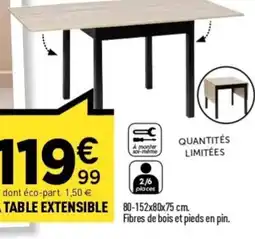 Centrakor La table extensible offre