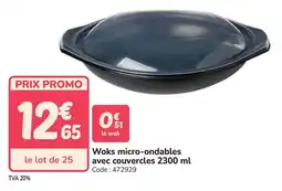 Promocash Woks micro-ondables avec couvercles offre