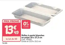 Promocash Boîtes à panini blanches en pulpe offre