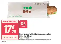 Promocash Sacs à sandwich blancs décor plaisir offre