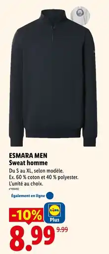 Lidl ESMARA MEN Sweat homme offre