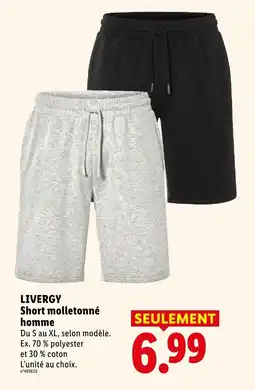 Lidl LIVERGY Short molletonné homme offre
