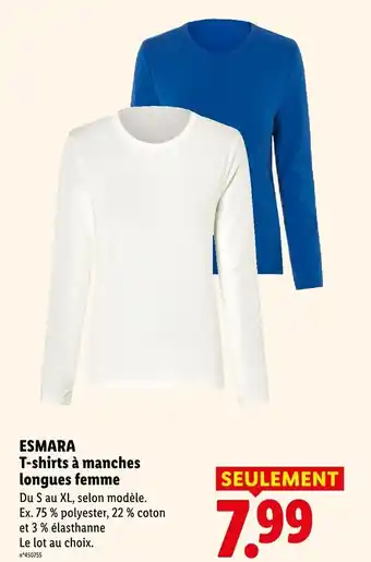Lidl ESMARA T-shirts à manches longues femme offre