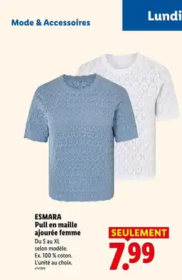 Lidl ESMARA Pull en maille ajourée femme offre