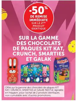 U Express Sur la gamme des chocolats de paques kit kat, crunch, smarties et galak offre