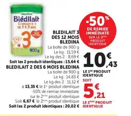 U Express BLEDINA Bledilait 3 des 12 mois offre