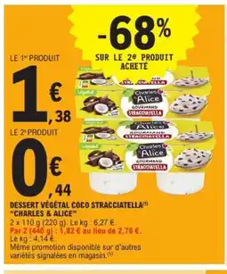 E.Leclerc CHARLES & ALICE Dessert végétal coco stracciatella offre