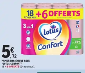 E.Leclerc LOTUS CONFORT Papier hygiénique rose offre