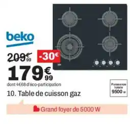 BUT BEKO Table de cuisson gaz offre