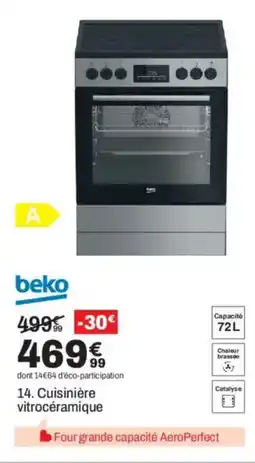 BUT BEKO Cuisinière vitrocéramique offre