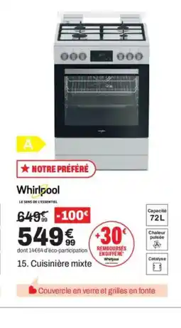 BUT WHIRLPOOL Cuisinière mixte offre
