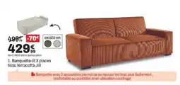 BUT Banquette-lit 3 places tissu terracotta Jill offre