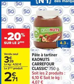 Carrefour KAONUTS 50 CARREFOUR Pâte à tartiner offre