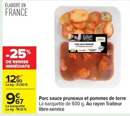 Carrefour Porc sauce pruneaux et pommes de terre offre