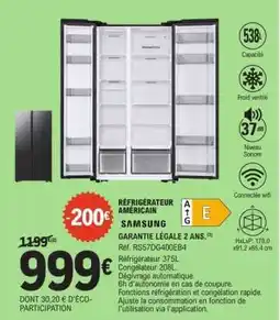 E.Leclerc RÉFRIGÉRATEUR AMÉRICAIN SAMSUNG offre