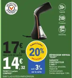 E.Leclerc DEFROISSEUR VERTICAL ELSAY offre
