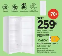 E.Leclerc RÉFRIGÉRATEUR 1 PORTE CANDY offre