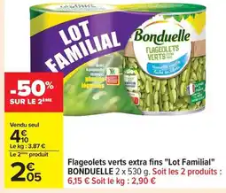 Carrefour BONDUELLE Flageolets verts extra fins Lot Familial offre