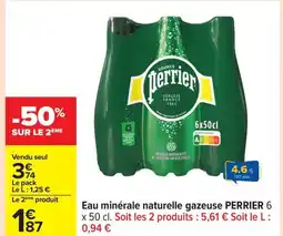 Carrefour PERRIER Eau minérale naturelle gazeuse offre