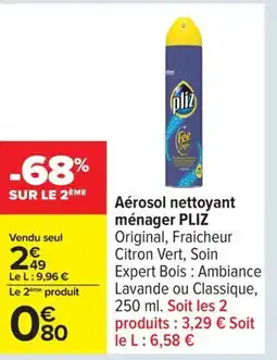 Carrefour PLIZ Aérosol nettoyant ménager offre