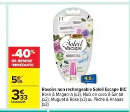 Carrefour BIC Rasoirs non rechargeable Soleil Escape offre