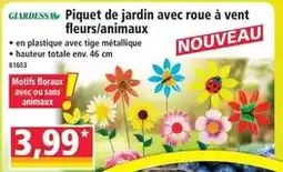 Norma Piquet de jardin avec roue à vent fleurs/animaux offre