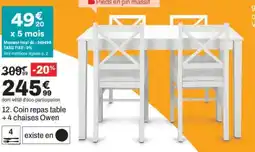 BUT Coin repas table +4 chaises Owen offre