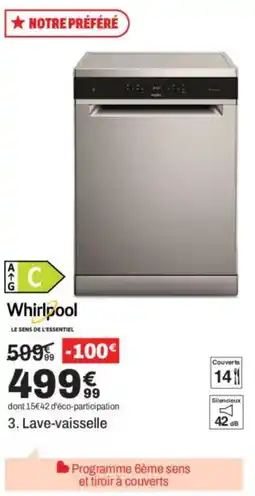 BUT WHIRPOOL Lave-vaisselle offre