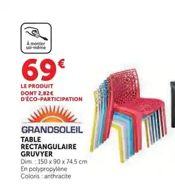 Super U GRANDSOLEIL Table rectangulaire gruvyer offre