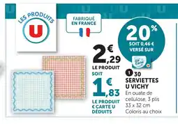 Super U 30 serviettes u vichy offre