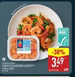 ALDI GOLDEN SEAFOOD Crevettes entières cuites offre