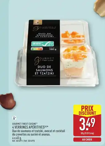 ALDI GOURMET FINEST CUISINE 4 verrines apéritives offre