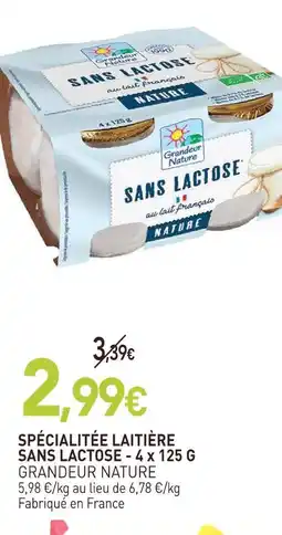naturéO Grandeur nature spécialité laitière sans lactose offre