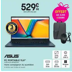 Pulsat Asus pc portable 15,6” x1504za-bq831w offre