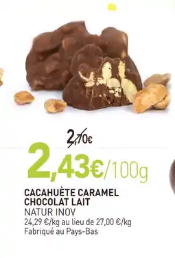 naturéO Natur inov cacahuète caramel chocolat lait offre