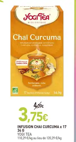 naturéO Yogi tea infusion chai curcuma x 17 34 g offre