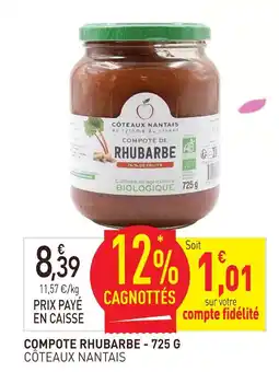 naturéO Côteaux nantais compote de rhubarbe offre