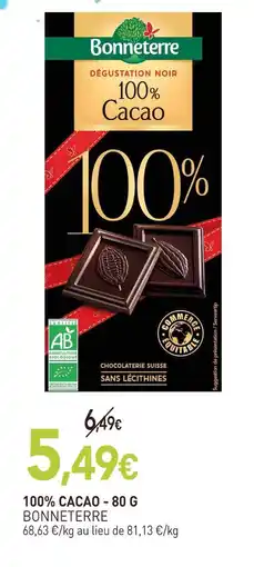 naturéO Bonneterre 100% cacao offre